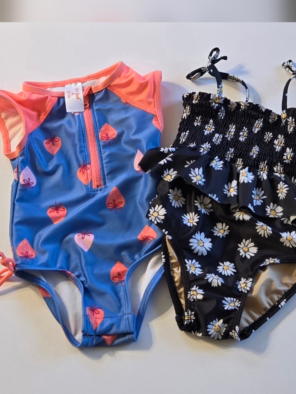 Girls Floral & Strawberry One-Piece Swimsuit Set